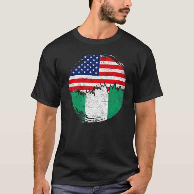 Camiseta La vieja bandera nigeriana-estadounidense remonta  (Anverso)