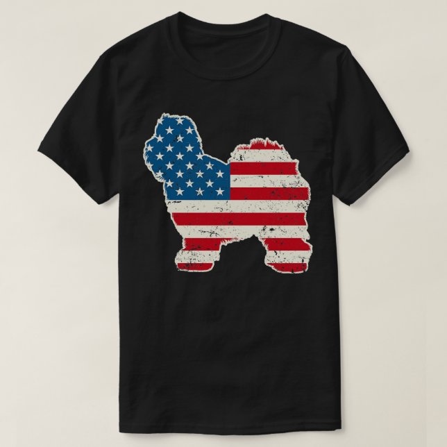 Camiseta La vieja bandera norteamericana del perro de oveja (Diseño del anverso)