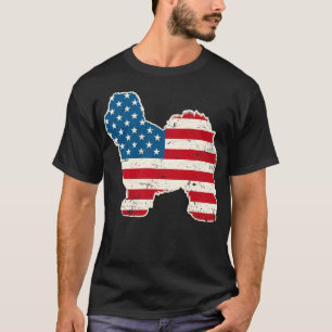 Camiseta La vieja bandera norteamericana del perro de oveja