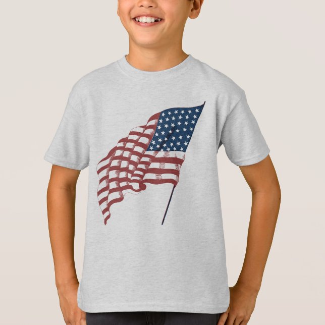 Camiseta La vieja bandera patriotica estadounidense ondeand (Anverso)