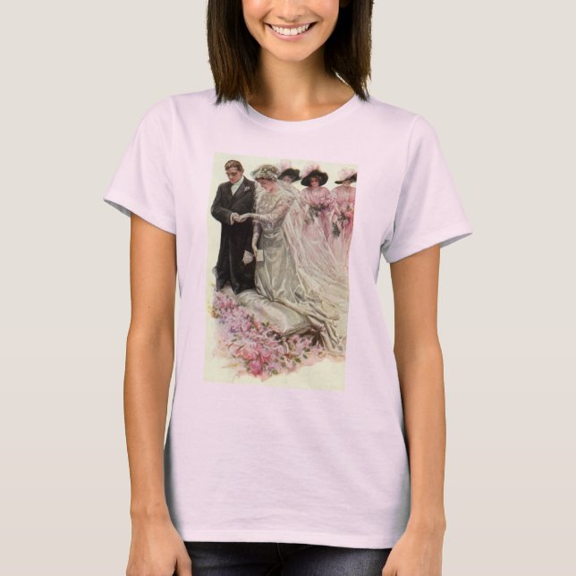 Camiseta La vieja ceremonia de Boda victoriana Novia y Groo (Anverso)
