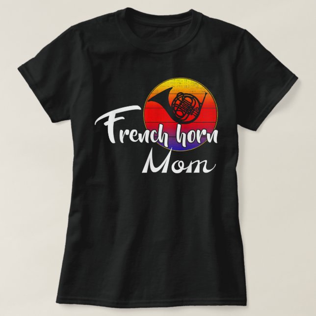 Camiseta La vieja madre del cuerno francés Retro Sunset Fun (Diseño del anverso)