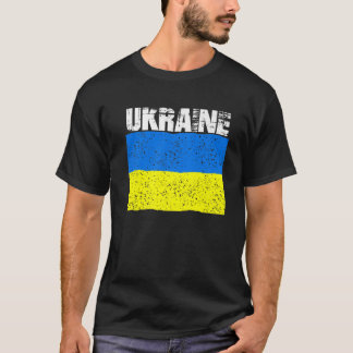 Camiseta La vieja Ucrania estorbada con la bandera ucranian