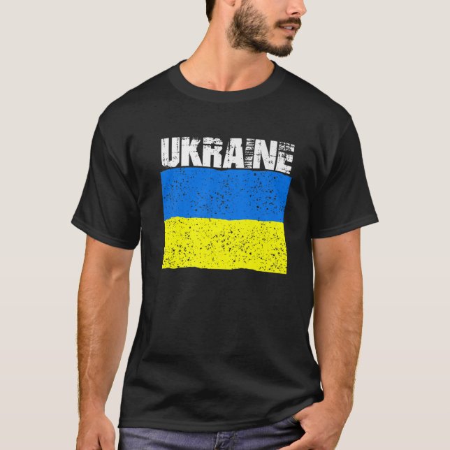 Camiseta La vieja Ucrania estorbada con la bandera ucranian (Anverso)