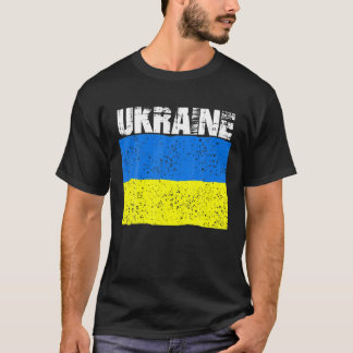 Camiseta La vieja Ucrania estorbada con la bandera ucranian