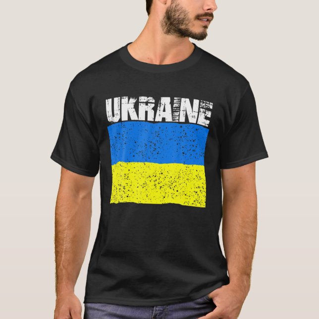 Camiseta La vieja Ucrania estorbada con la bandera ucranian (Anverso)