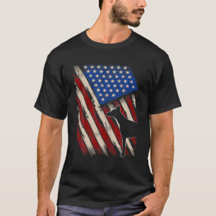 Camiseta La Vintage Bandera Estadounidense Retro Doberman P