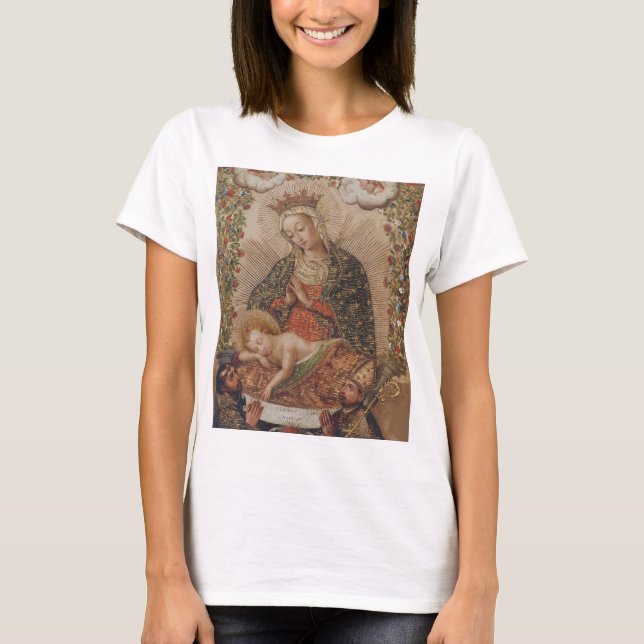 Camiseta La Virgen Adorando a los Navidades del Niño Cristo (Anverso)