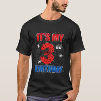 Camiseta La web de araña infantil de tres años es mi tercer