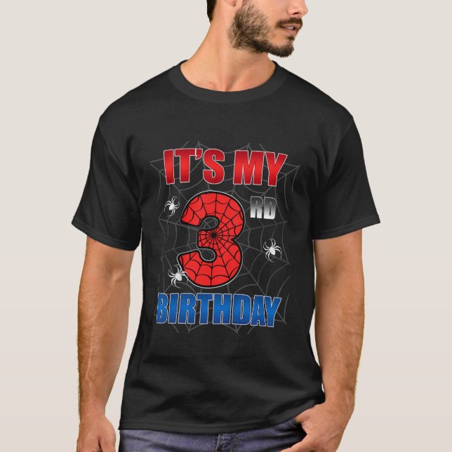 Camiseta La web de araña infantil de tres años es mi tercer (Anverso)