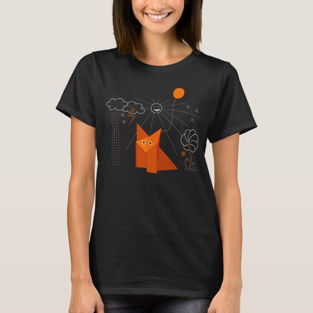 Camiseta La zorra del origami es una mujer feliz y oscura (Anverso)