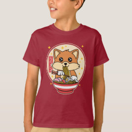 Camiseta La zorra linda comiendo Ramen Kawaii regalo de com