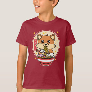Camiseta La zorra linda comiendo Ramen Kawaii regalo de com