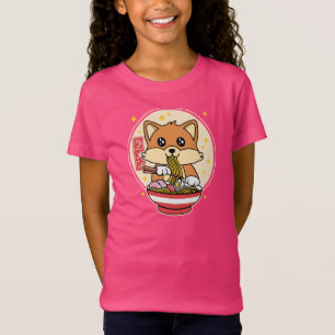 Camiseta La zorra linda comiendo Ramen Kawaii regalo de com