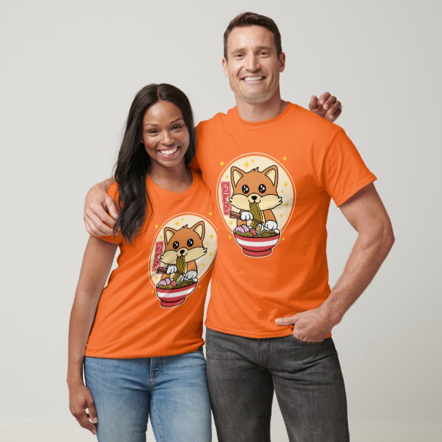 Camiseta La zorra linda comiendo Ramen Kawaii regalo de com (Unisexo)