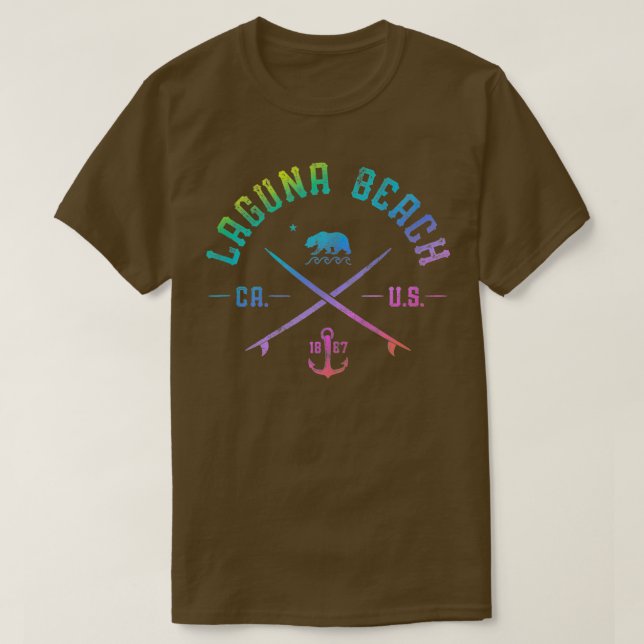 Camiseta Laa Beach California  Rainbow Surfing Beach Arts T (Diseño del anverso)