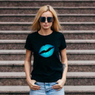 Camiseta Labial Kiss Ombre Azul Aqua