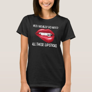 Camiseta Labial para mujeres chicas mordiendo labios rojos 