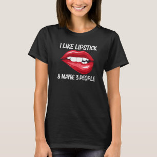Camiseta Labial Para Mujeres Chicas Mordiendo Labios Rojos