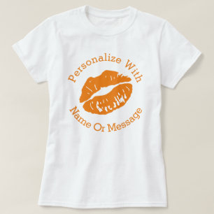 Camiseta Labial Personalizado Besos (naranja)