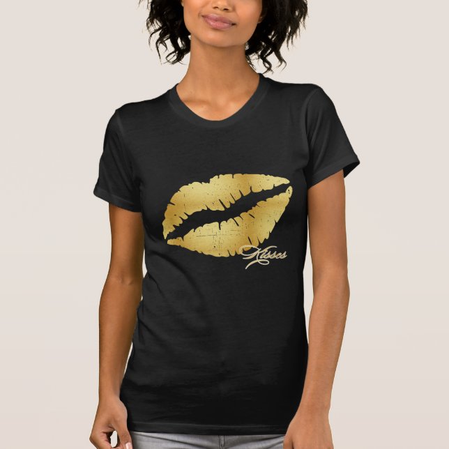 Camiseta Labios "besos " del oro (Anverso)