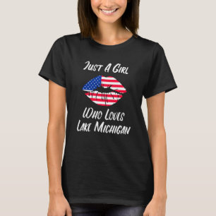 Camiseta Labios Boca Amor Bandera Americana Lago Michigan