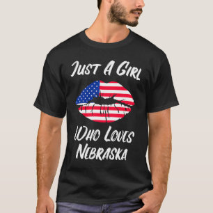 Camiseta Labios Boca Amor Bandera Americana Nebraska