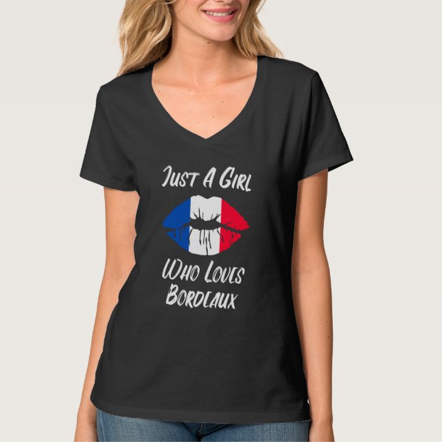 Camiseta Labios Boca Amor Bandera Francesa Burdeos (Anverso)