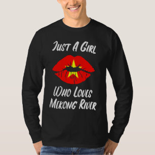 Camiseta Labios Boca Amor Bandera Vietnamita Río Mekong