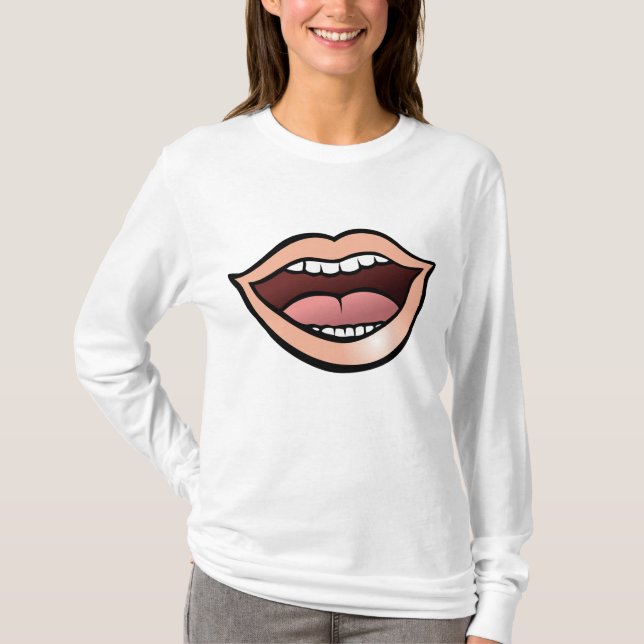 Camiseta Labios Boca Dientes Lengua Abierta (Anverso)