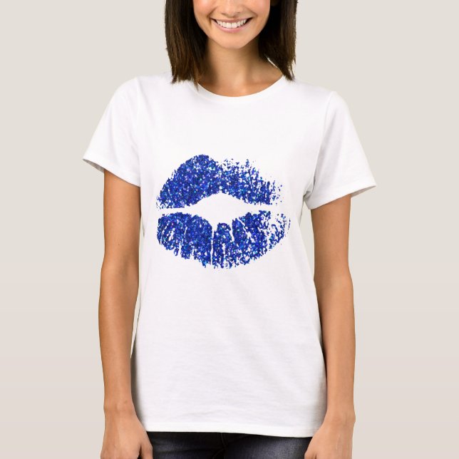 Camiseta Labios con Brillo Azul (Anverso)
