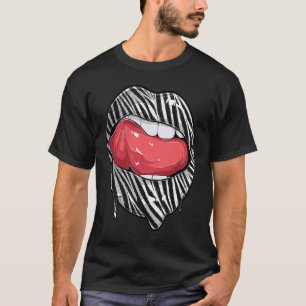 Camiseta Labios con un patrón de cebra mujeres labios Chica