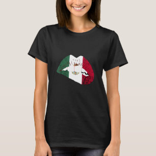 Camiseta Labios de Bandera Mexicana Raíces Mexicanas México