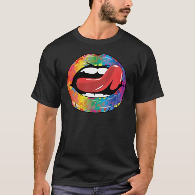 Camiseta Labios de Fleur De Rainbow Licking (Anverso)