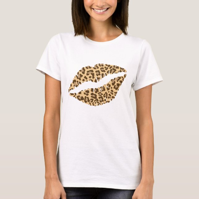 Camiseta Labios de impresión de leopardo (Anverso)