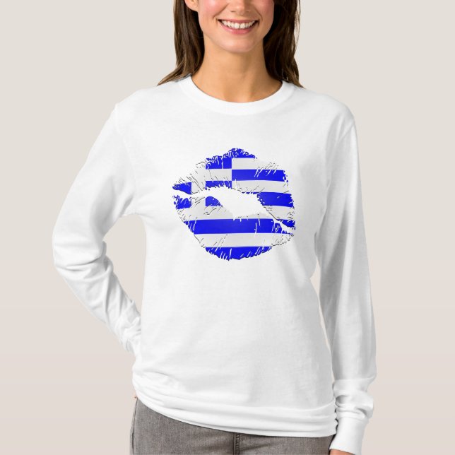 Camiseta Labios de la bandera de Grecia (Anverso)