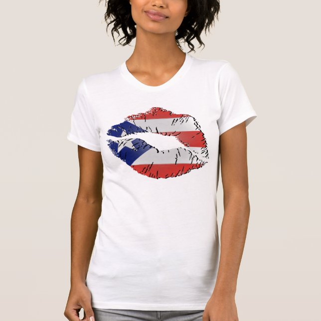 Camiseta Labios de la bandera de Puerto Rico (Anverso)