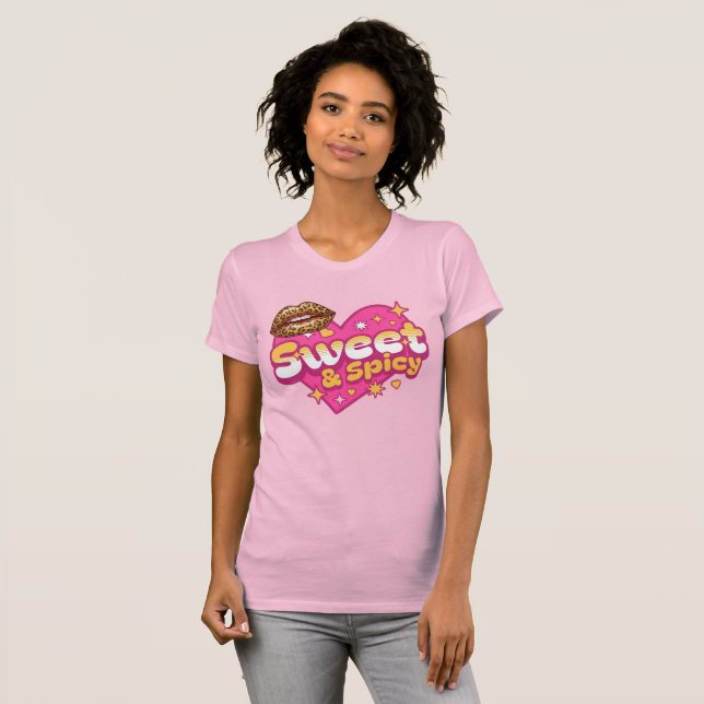Camiseta Labios de leopardo dulces y picantes Corazón retro (Anverso completo)