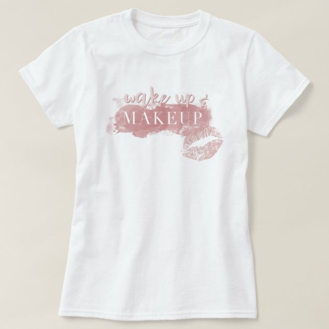 Camiseta Labios de maquillaje de Chica rosado (Diseño del anverso)