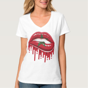 Camiseta labios de Marruecos orgullo raíz bandera