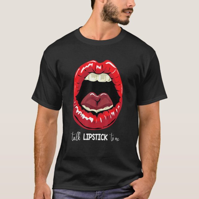 Camiseta Labios de pestañas y mujeres de lengua besan ropa  (Anverso)