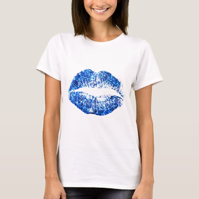 Camiseta Labios de Purpurina azul (Anverso)