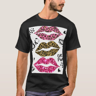 Camiseta Labios de purpurina: Impresión de leopardo de moda