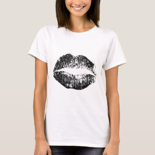Camiseta Labios de Purpurina Negros