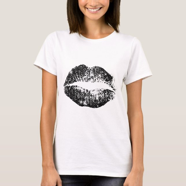 Camiseta Labios de Purpurina Negros (Anverso)