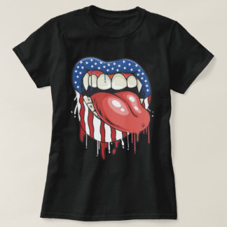 Camiseta Labios de vampiro con bandera americana