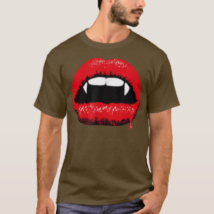 Camiseta Labios De Vampiro Y Fangs Asombroso Vestido De Hal