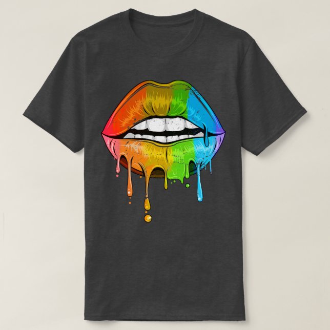 Camiseta Labios del arcoiris LGBT (Diseño del anverso)