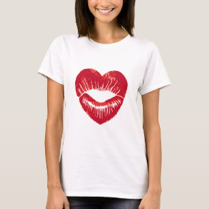 Camiseta Labios en forma de corazón, rastros del lápiz