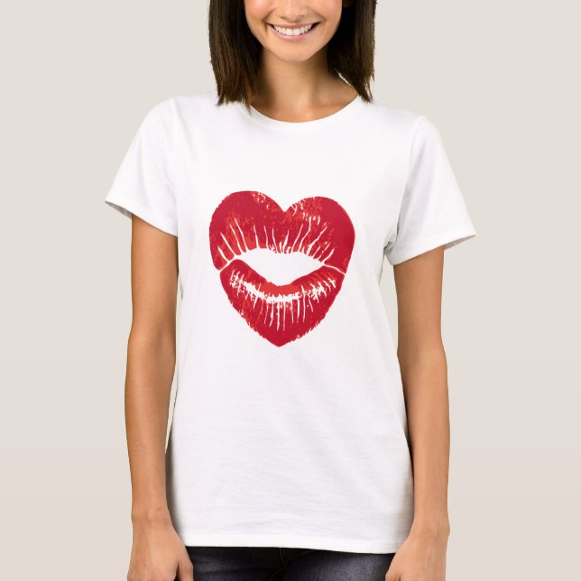 Camiseta Labios en forma de corazón, rastros del lápiz (Anverso)